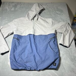 adidas Two-Tone White and Light Blue Pullover Hoodie